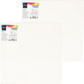 Artist & Co Canvas schilderij doek/paneel - 2x - schilderdoeken - wit - 30 x 30 cm