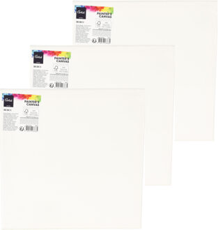 Artist & Co Canvas schilderij doek/paneel - 3x - schilderdoeken - wit - 30 x 30 cm