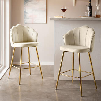 Artistiq Barkruk 'Alexander' Velvet, kleur beige (zithoogte 68cm)