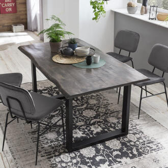 Artistiq Boomstam Eettafel 'Blimie' Mangohout, 160 x 85cm, kleur Grijs - 160 x 85 cm