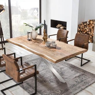 Artistiq Boomstam Eettafel 'Rochelle' Mangohout, 160 x 90cm, kleur Zilver - 160 x 90 cm