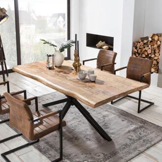 Artistiq Boomstam Eettafel 'Rochelle' Mangohout, 200 x 100cm, kleur Zwart - 200 x 100 cm