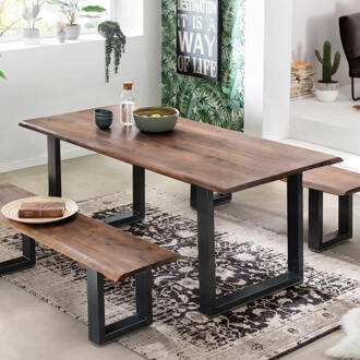 Artistiq Boomstam Eettafel 'Tinata' Acaciahout, 120 x 80cm, kleur Walnoot - 120 x 80 cm