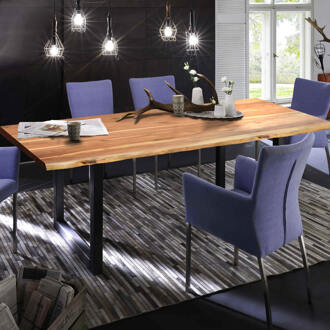 Artistiq Boomstam Eettafel 'Tristina' Acaciahout, 120 x 80cm, kleur Zwart - 120 x 80 cm