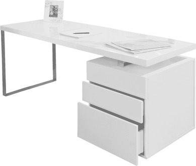 Artistiq Bureau 'Pamela' 180 x 85cm, met 3 laden Wit - 180 x 85 cm