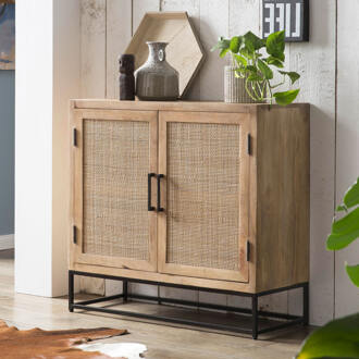 Artistiq Dressoir 'Cyntia' Mangohout en rotan, 85cm - 85 cm