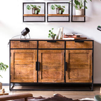 Artistiq Dressoir 'Kayley' Mangohout en metaal, 140cm - 140 cm