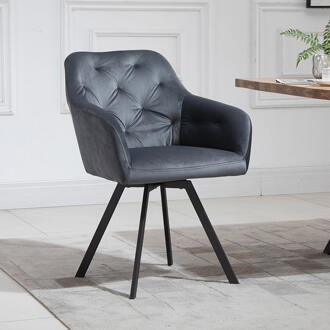 Artistiq Eetkamerstoel 'Romeo' Velvet, Draaibaar, kleur Grijs