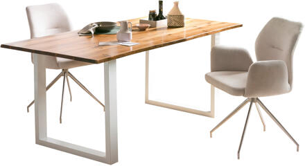 Artistiq Eettafel 'Anissa' Acaciahout en metaal, 120 x 80cm, kleur Wit - 120 x 80 cm