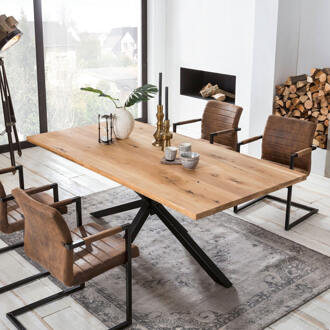 Artistiq Eettafel 'Dashawn' Eikenhout, 220 x 100cm, kleur Zwart - 220 x 100 cm