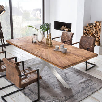 Artistiq Eettafel 'Latonja' Teakhout, 200 x 100cm, kleur Zilver - 200 x 100 cm