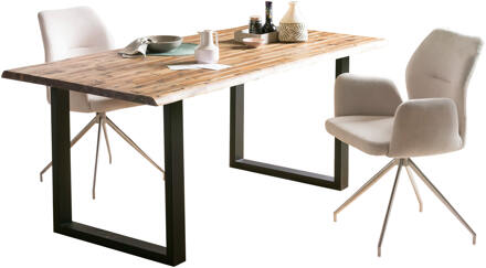 Artistiq Eettafel 'Radhika' Acaciahout en metaal, 180 x 90cm, kleur Zwart - 180 x 90 cm