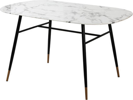 Artistiq Eettafel 'Steffani' Deens Ovaal, Marmerlook, 140 x 90cm - 140 x 90 cm