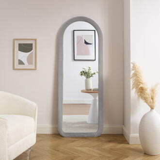 Artistiq Gebogen Spiegel 'Giorgio' Imitatiebont 160 x 60cm, kleur lichtgrijs