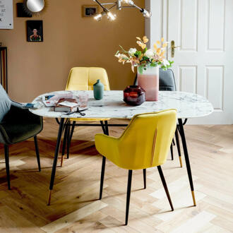 Artistiq Ovale Eettafel 'Nicky' 140 x 90cm, Marmerlook - 140 x 90 cm