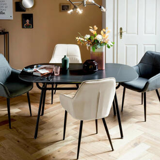 Artistiq Ovale Eettafel 'Sascha' 150 x 90cm, Marmerlook - 150 x 90 cm