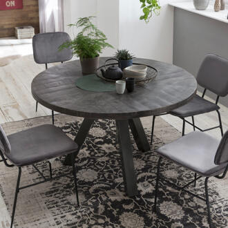 Artistiq Ronde Eettafel 'Lorence' Mangohout, 120cm, kleur Grijs - 120 cm