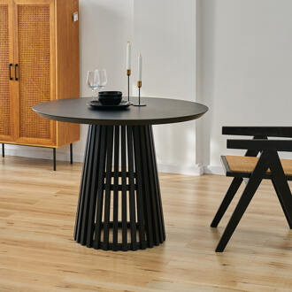 Artistiq Ronde Eettafel 'Nikkie' Hevea hout, 100cm, kleur Zwart - 100 cm