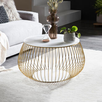 Artistiq Salontafel 'Esra' Marmerlook, 72cm, kleur Goud