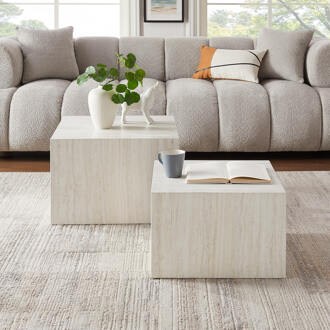 Artistiq Salontafel 'Helder' Travertinlook, Set van 2 stuks