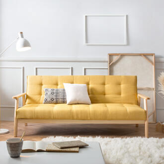 Artistiq Slaapbank 'Lilly', 190cm, kleur Okergeel Mosterdgeel - 320 cm