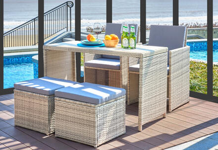 Artistiq Tuinset 'Marijn' Tafel + 2 stoelen + 2 krukken, Polyrotan