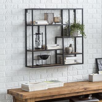 Artistiq Wandrek 'Cristan' Mangohout en metaal, 80 x 80cm - 80 x 80 cm