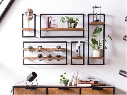 Artistiq Wijnrek 'Tava' Mangohout en metaal, voor 8 flessen