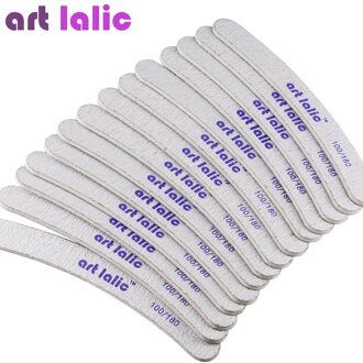 Artlalic 50 stks/set Professionele Nagelvijlen Buffer Buffing Slim Crescent 100/180 Schuurpapier Double Side Nail Gereedschap