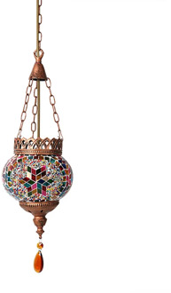 Artpad Mediterranean Style Turkish Moroccan Pendant Light Decoration Handmade Glass Shade Restaurant E27 Mosaic Hanging Lamp