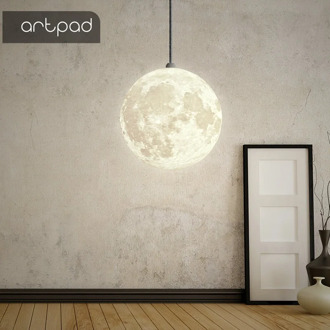 Artpad Nordic 3D Printing Moon Pendant Light Ball Modern Simple Living Room Droplight Bedroom Dining Hall Home Lighting