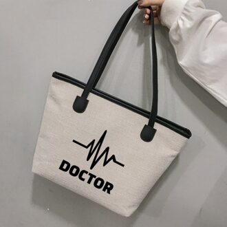 Arts Hartslag Grappig Gedrukt Draagtas Werk Tas Voor Doctor Handtas Beach Bag Ladies Purse wit