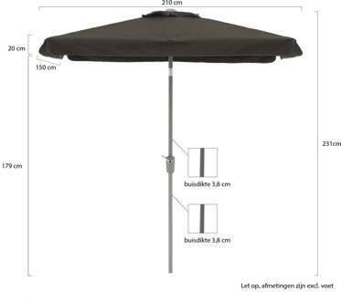 Aruba parasol 210x150cm - Laagste prijsgarantie! Grijs