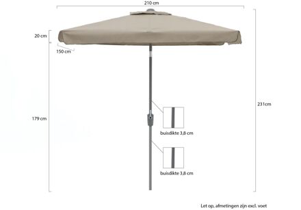 Aruba parasol 210x150cm - Laagste prijsgarantie! Taupe
