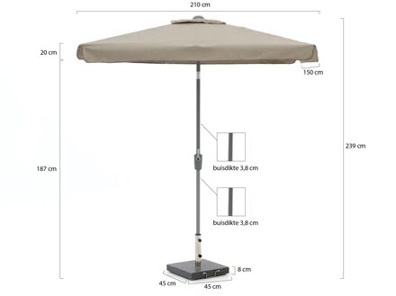 Aruba parasol 210x150cm - Laagste prijsgarantie! Taupe