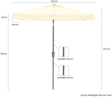 Aruba parasol 210x150cm - Laagste prijsgarantie! Wit