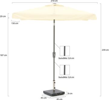 Aruba parasol 210x150cm - Laagste prijsgarantie! Wit