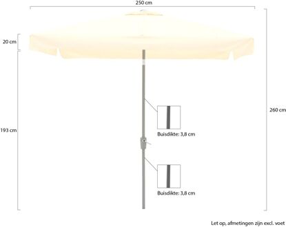 Aruba parasol 250x250cm - Laagste prijsgarantie! Wit
