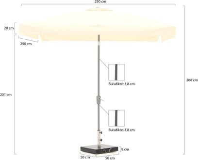 Aruba parasol 250x250cm - Laagste prijsgarantie! Wit