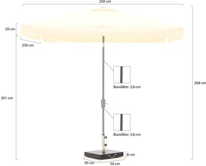 Aruba parasol 250x250cm - Laagste prijsgarantie! Wit