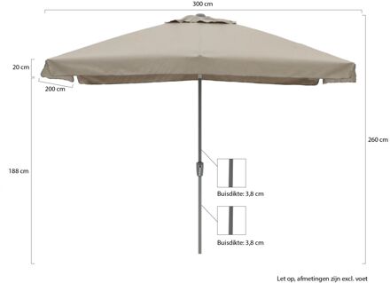 Aruba parasol 300x200cm - Laagste prijsgarantie! Taupe