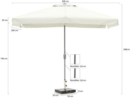 Aruba parasol 300x200cm - Laagste prijsgarantie! Wit