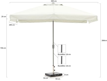 Aruba parasol 300x200cm - Laagste prijsgarantie! Wit