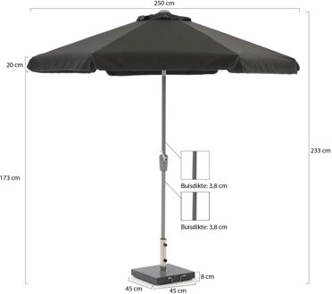 Aruba parasol ø 250cm - Laagste prijsgarantie! Grijs