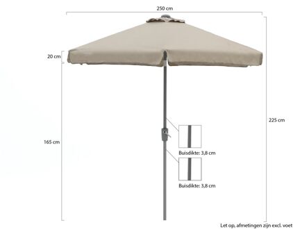 Aruba parasol ø 250cm - Laagste prijsgarantie! Taupe