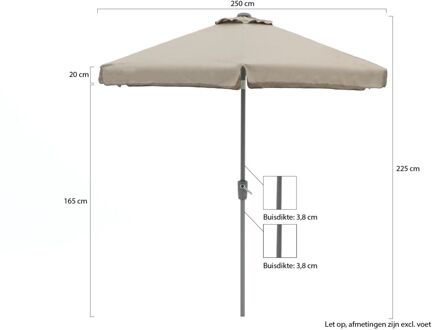 Aruba parasol ø 250cm - Laagste prijsgarantie! Taupe