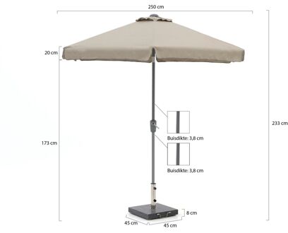 Aruba parasol ø 250cm - Laagste prijsgarantie! Taupe