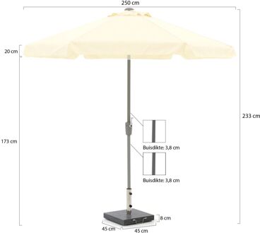 Aruba parasol ø 250cm - Laagste prijsgarantie! Wit