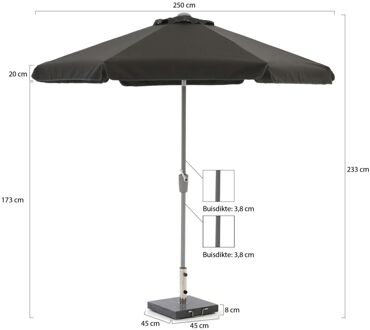 Aruba parasol ø 250cm - Laagste prijsgarantie! Zwart