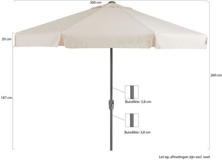 Aruba parasol ø 300cm - Laagste prijsgarantie! Wit